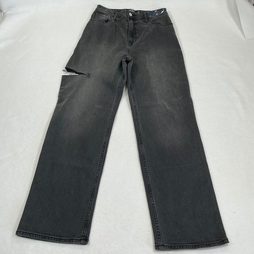 Hollister Ultra High-Rise Dad Jeans 3R W26 L31 Black Distressed Vintage Stretch